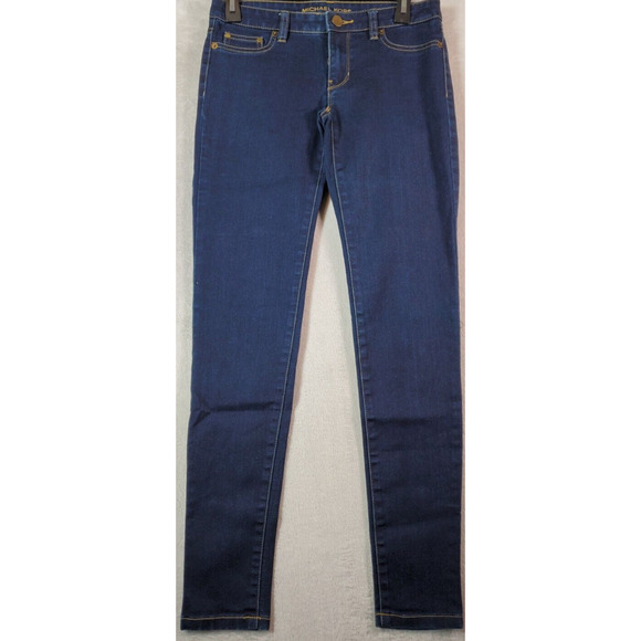 Michael Kors Jegging Jeans Women Size 2 Dark Blue Denim Cotton Flat Front Pocket - Picture 1 of 11